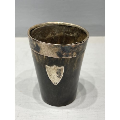 482 - 2 Horn & silver rimmed vessels