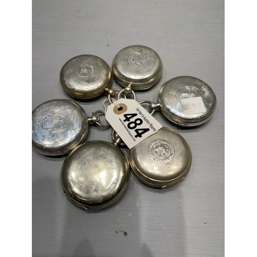 484 - 6 Silver pocket watches