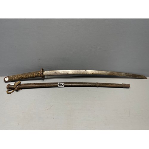 492 - Early Japanese samurai sword & scabbard