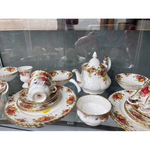 493 - Royal albert country rose dinner/ tea ware