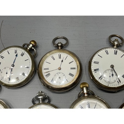 494 - 10 Silver pocket watches