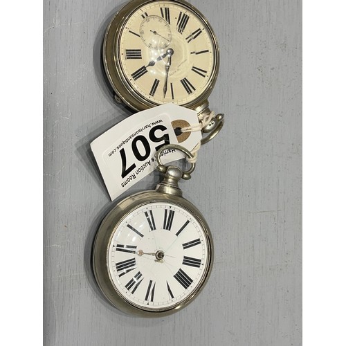 507 - 2 Silver fusee pocket watches