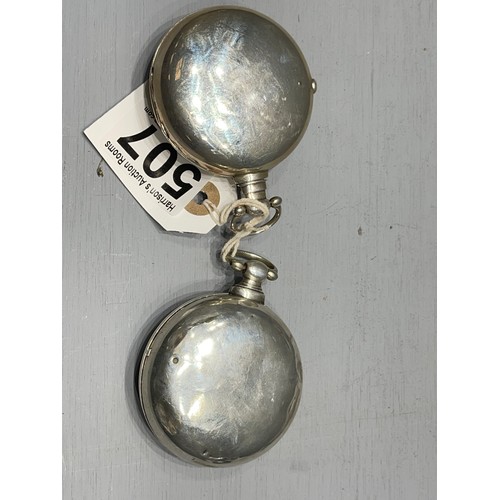 507 - 2 Silver fusee pocket watches