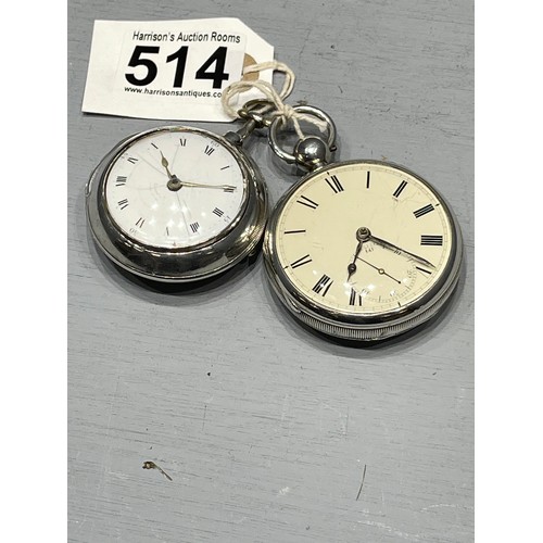 514 - 2 Silver Fusee pocket watches