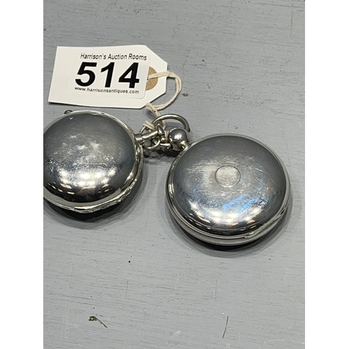 514 - 2 Silver Fusee pocket watches