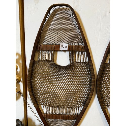 330u - Pair of early 20th century snow shoes (remarkable condition)