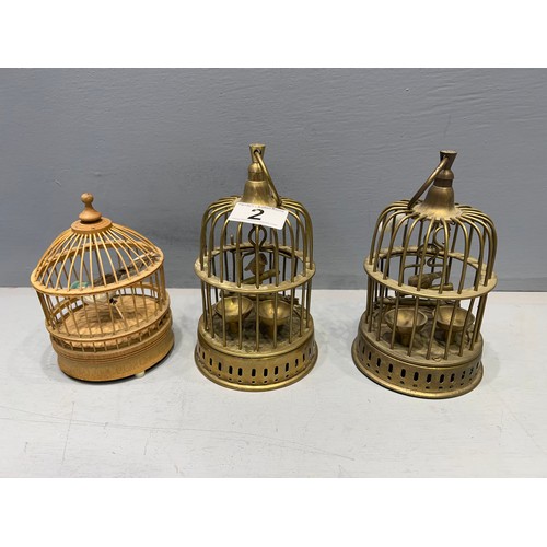 2 - 2 Early 20th century brass bird cages + later one