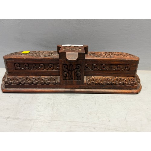 7 - 20th century carved lidded box/games box