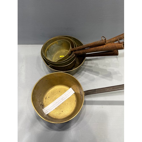 33 - Collection early 20th century heavy brass pans