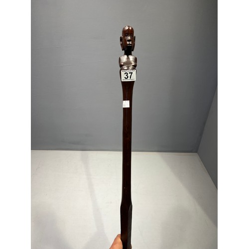 37 - 20th century quality tribal stick (with carved head)