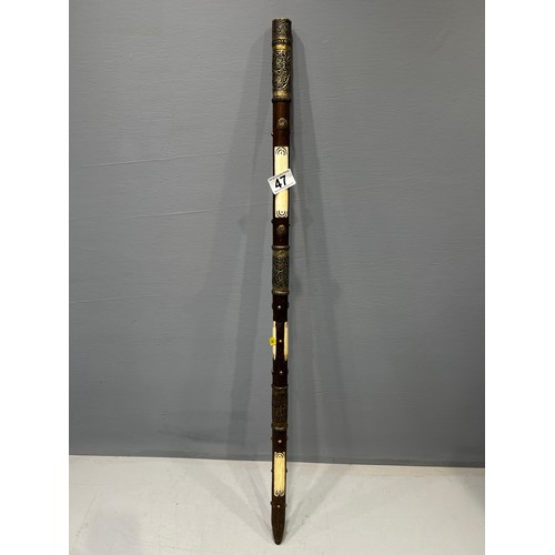 47 - Most unusual tribal stick with good bone in laid detail