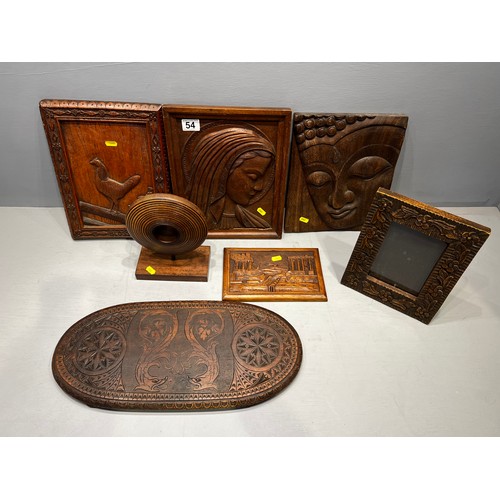 54 - Collection treen carved plaques