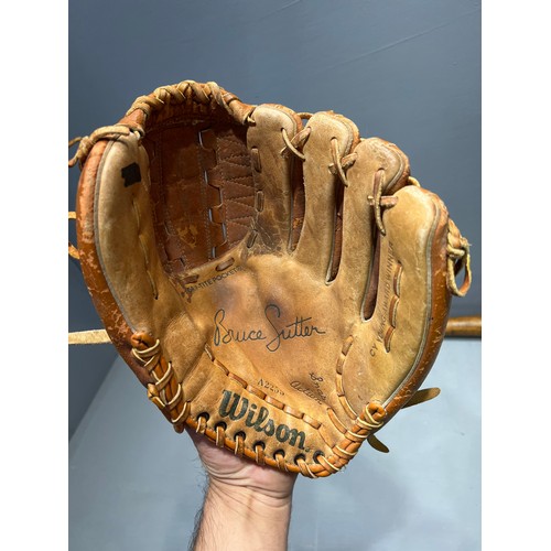 57 - Vintage baseball bat + glove + ball