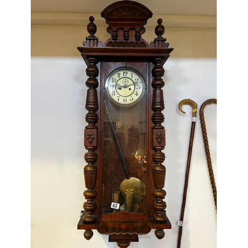 62 - Victorian double weight Vienna wall clock (impressive size)