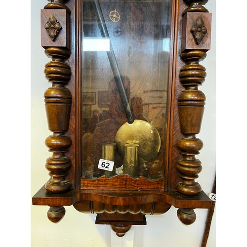 62 - Victorian double weight Vienna wall clock (impressive size)