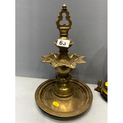 63 - Early 20th century heavy brass church items