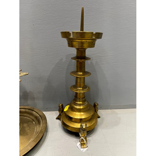 63 - Early 20th century heavy brass church items