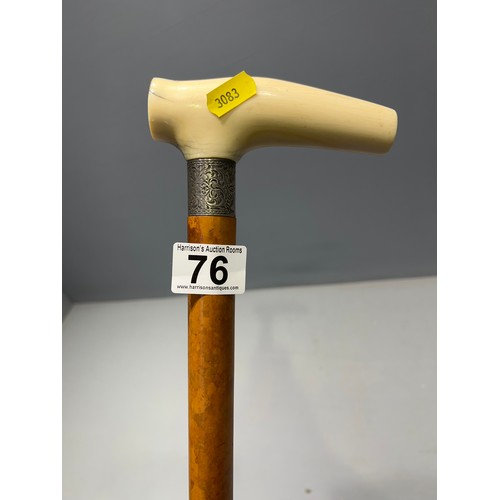 76 - Early 20th century walking stick bone handle