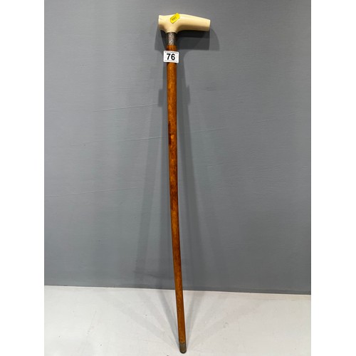 76 - Early 20th century walking stick bone handle