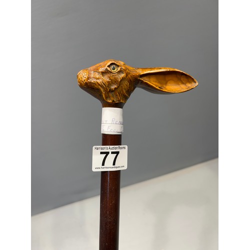 77 - Early 20th century rabbits head walking stick