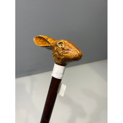 77 - Early 20th century rabbits head walking stick