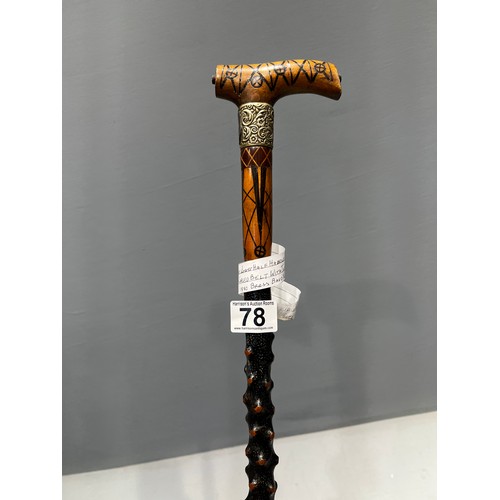 78 - Early 20th century black thorn walking stick