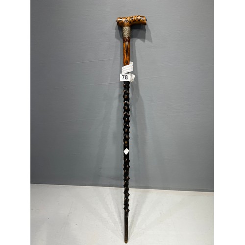 78 - Early 20th century black thorn walking stick