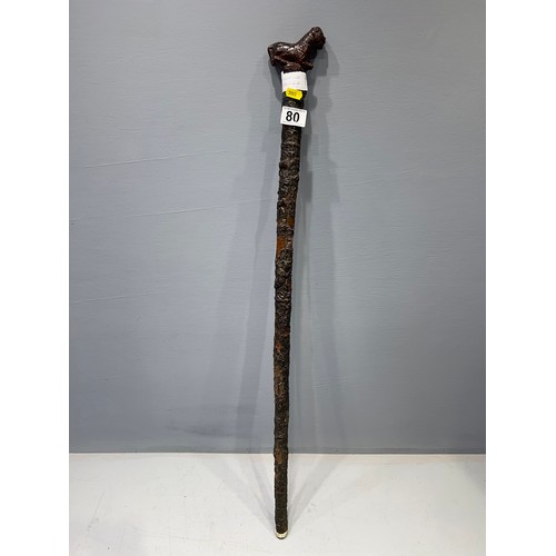 80 - Rare early 20th century carved head walking stick