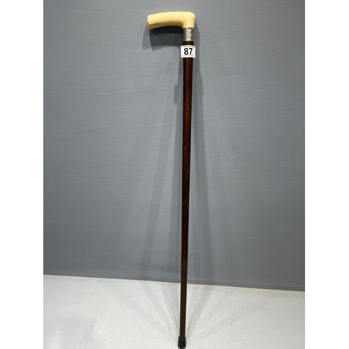 87 - Silver & bone handle walking stick