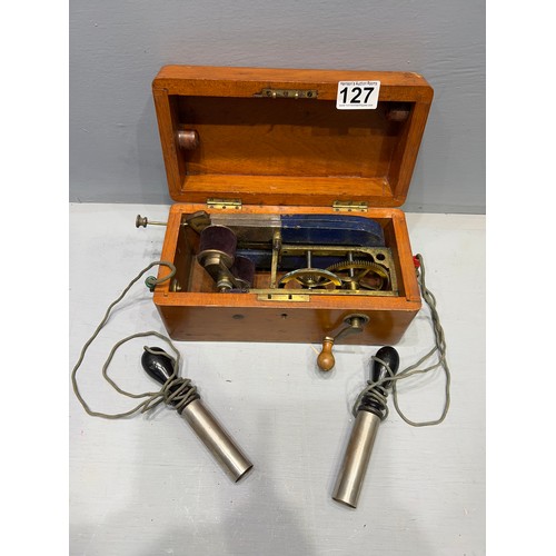 127 - Early 20th century electric shock machine in quality mahogany case