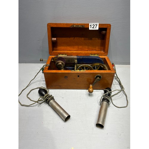 127 - Early 20th century electric shock machine in quality mahogany case