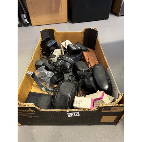 128 - Box of camera equipment