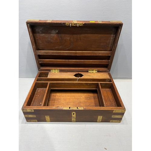 134 - Early mahogany box with good brass ware