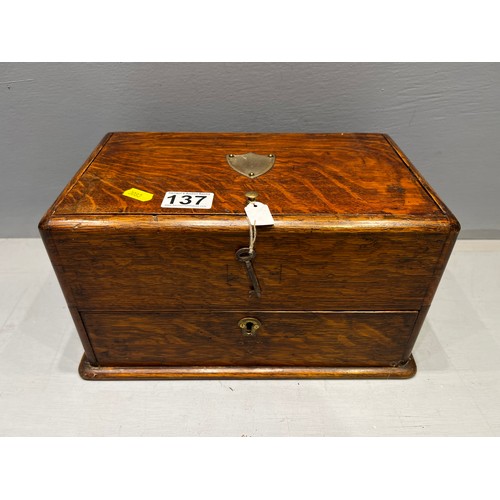 137 - Early 20th century oak box (with drawer)