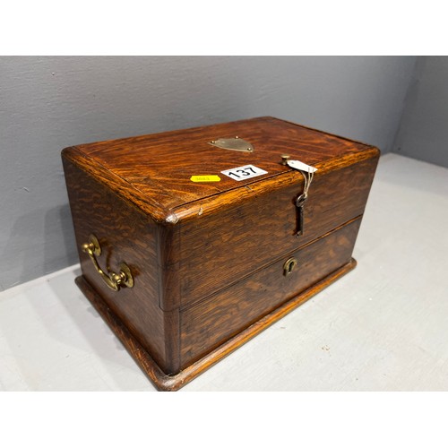 137 - Early 20th century oak box (with drawer)