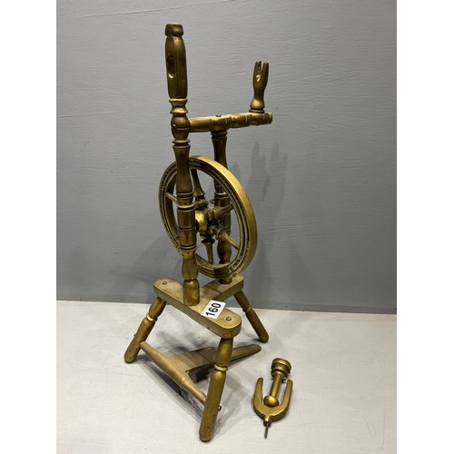 160 - Solid brass spinning wheel