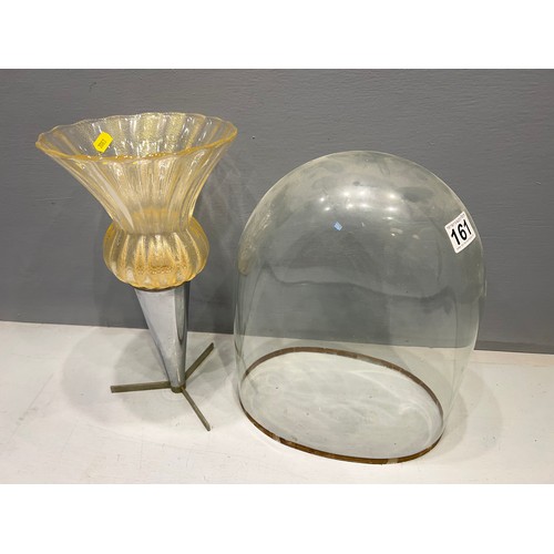 161 - Victorian glass dome + deco glass vase