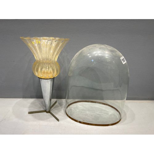 161 - Victorian glass dome + deco glass vase