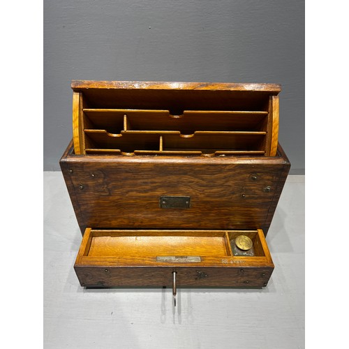 167 - Early 1900 metamorphic oak stationery box (with impressed rd number)