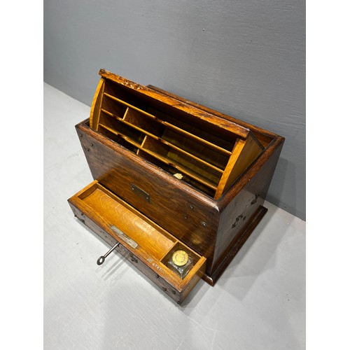 167 - Early 1900 metamorphic oak stationery box (with impressed rd number)