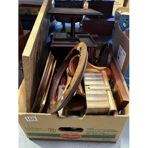 169 - Box of treen etc