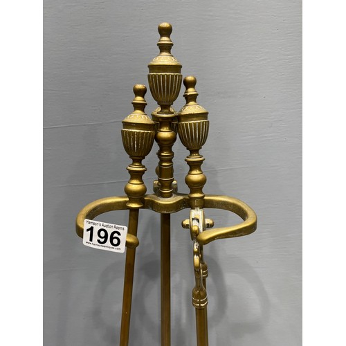 196 - Quality brass companion set