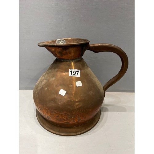 197 - Early Victorian copper ale jug