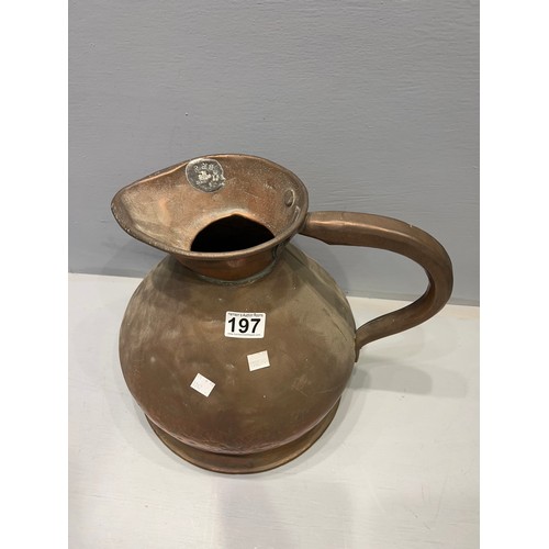 197 - Early Victorian copper ale jug