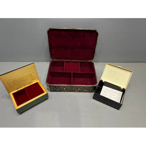 198 - Cherub plated quality jewellery box + baker light box + musical box