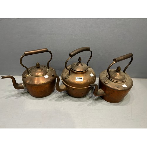 209 - 3 Early 20th century copper kettles