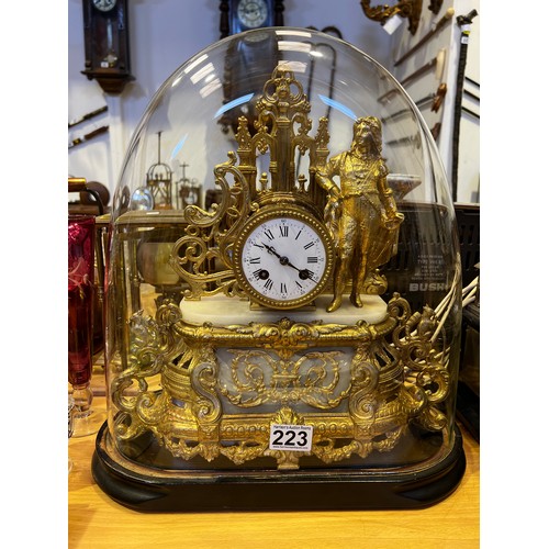 223 - Superb Victorian French gilt on spelter clock under Victorian glass dome