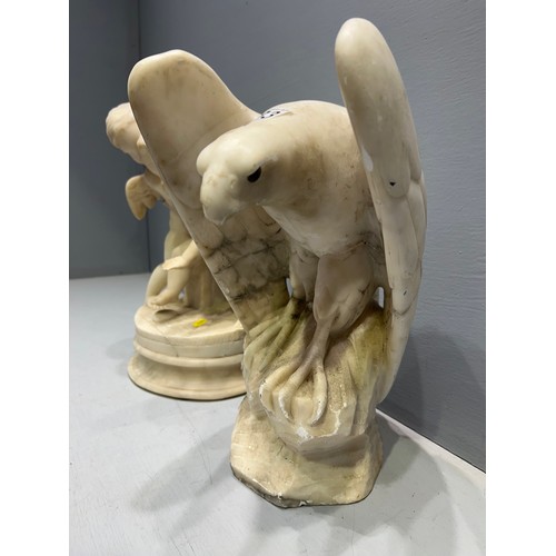 233 - Victorian marble eagle figure A/F +early 20th century marble cherub centre piece