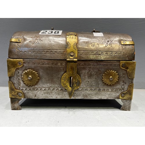 238 - Early antique continental dome top casket