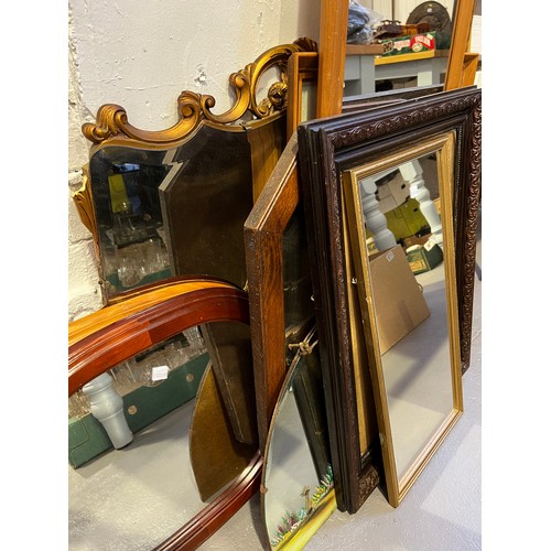 247 - Large quantity pictures & mirrors inc oak frames b/e mirror